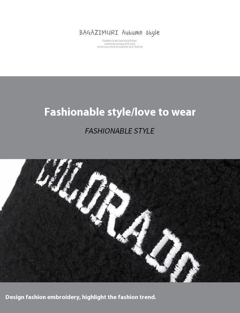 Hattar för män och kvinnor Vintervärme Nya basebollkepsar i lammull Broderade casual bokstäver Internetberömda anknäbbshattar Trendiga_voghion.com