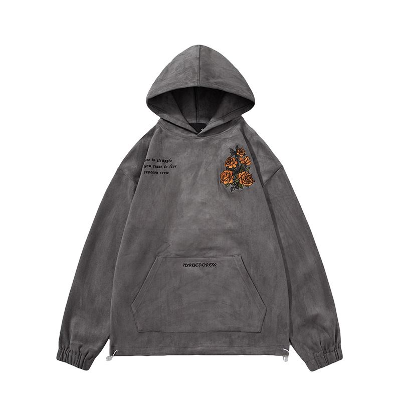 Felpa con cappuccio in pelle scamosciata da uomo, autunno inverno, nuova giacca ampia ricamata alla moda_voghion.com