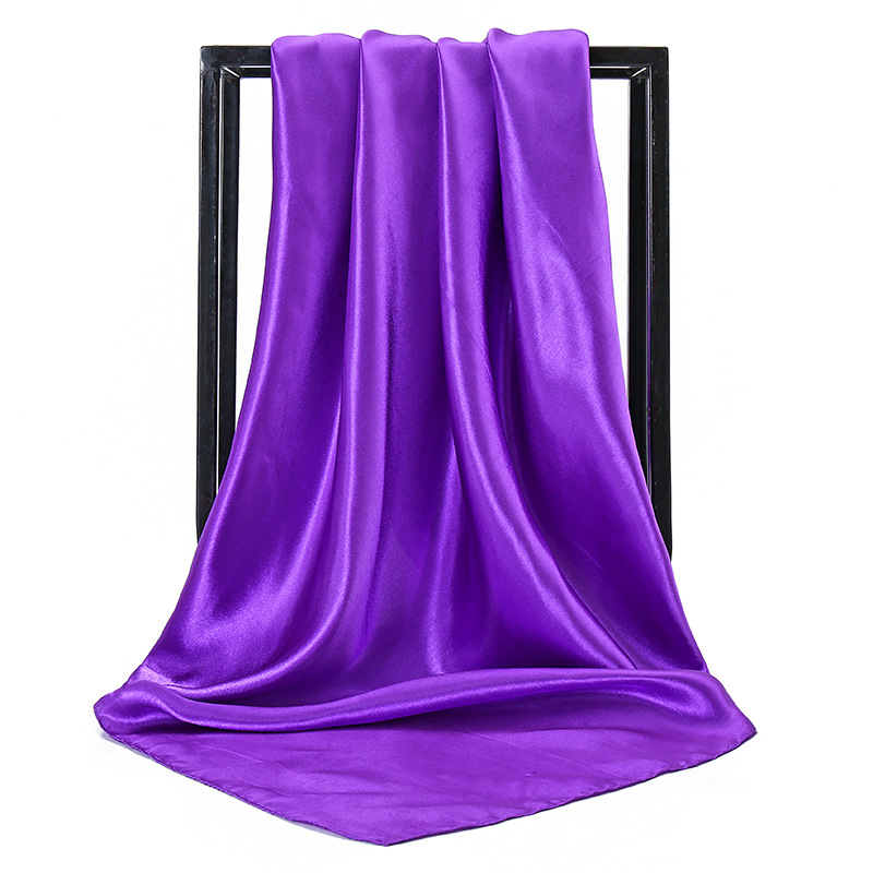Fashion temperament new satin women's pure color scarf imitation silk monochrome professional flight attendant square scarf_voghion.com