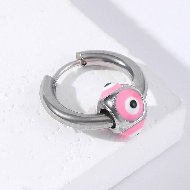 Orecchini a forma tonda con pendente a forma di occhio del diavolo in acciaio al titanio da 2 pezzi Accessori per orecchie con fibbia in osso per orecchio in acciaio inossidabile Accessori per orecchie europei e americani_voghion.com
