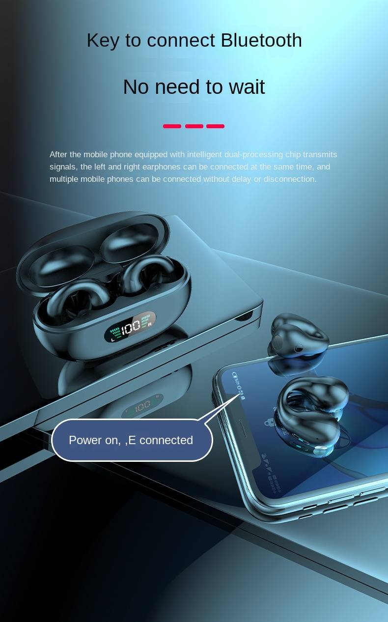 Nove Bluetooth slušalice velike snage, bežične s kopčom za uši, ne stavljaju se u uho, bezbolno provođenje koštane energije, ultra dugo trajanje baterije_voghion.com