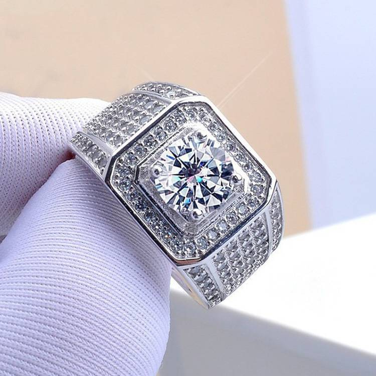 Rose Gold/gold/silver Color Men's Ring Moissanite Ring With Open 12 Carat Diamond Plated Wide Plate_voghion.com