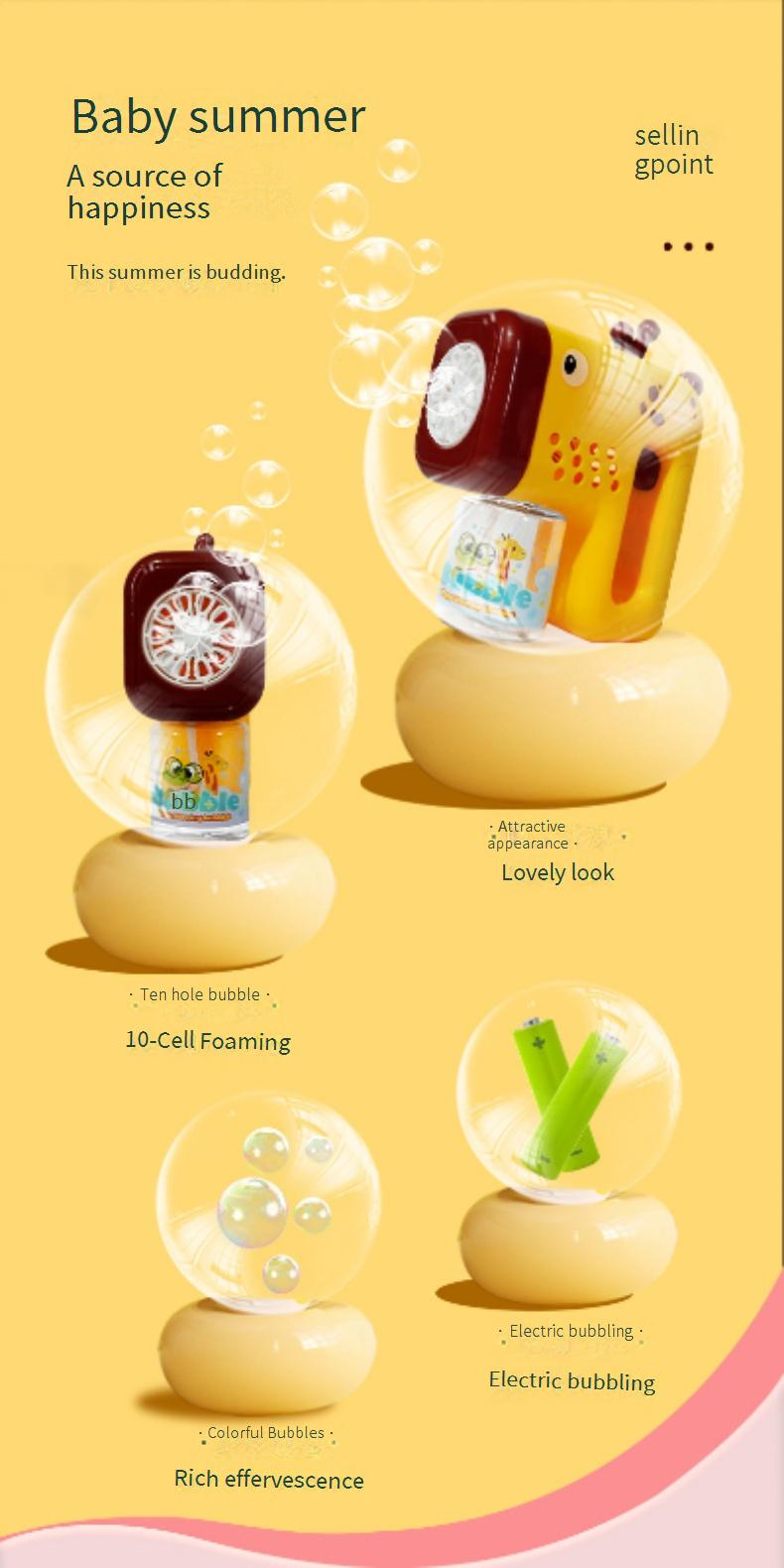 Automatische 10-gats bubbelpistool - elektrisch bubbelpistool voor kinderen (handbediende bubbelmachine)_voghion.com