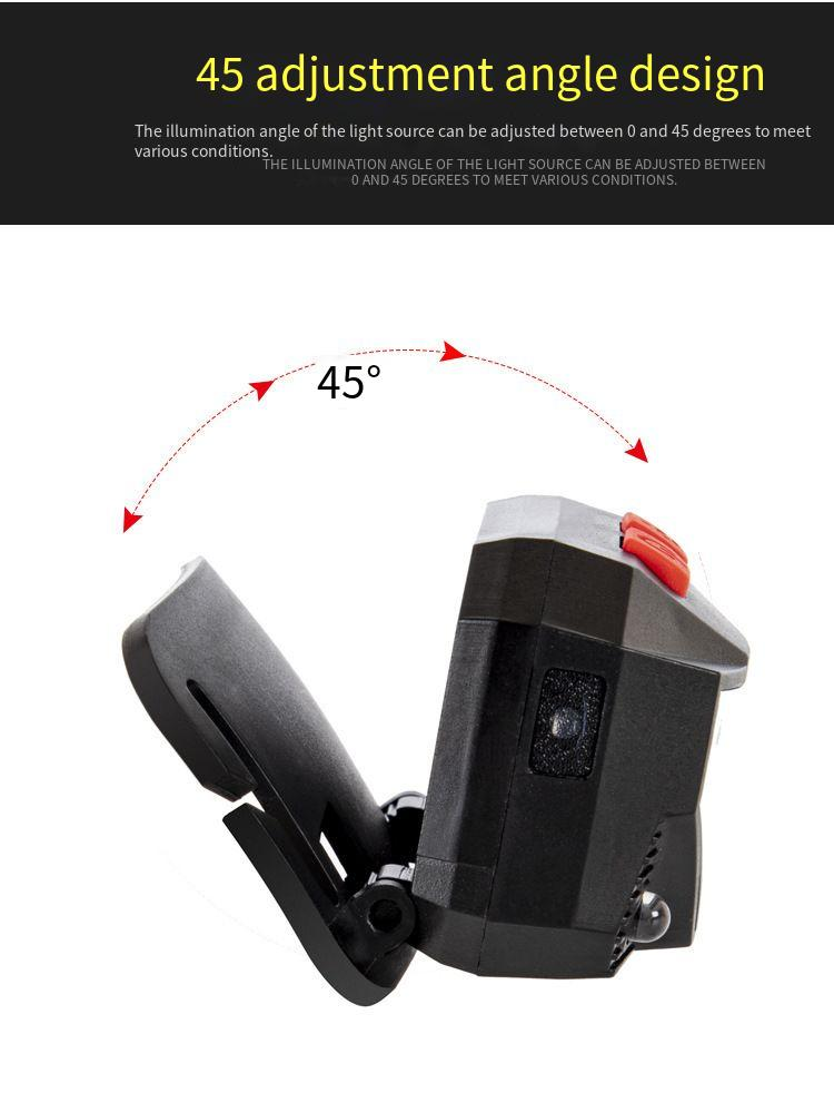 Mini faro anteriore a luce rossa COB con ricarica USB, LED, per la corsa notturna, per la pesca notturna, impermeabile, con sensore di luce potente._voghion.com