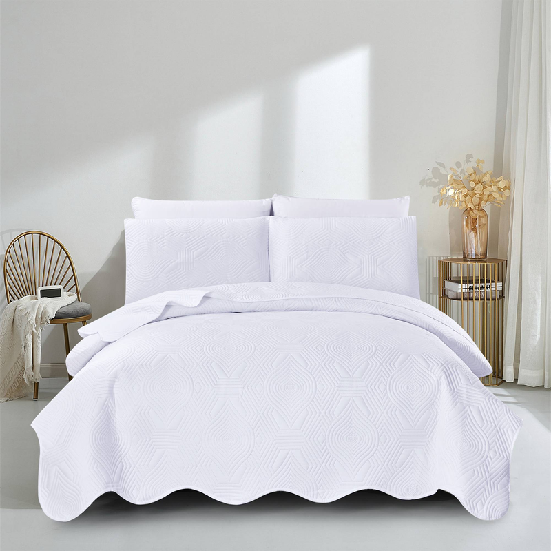 Set con bordo curvo in stile CG19, adatto per camere da letto e soggiorni (1 copriletto + 2 federe, senza anima per piumone o cuscino)_voghion.com