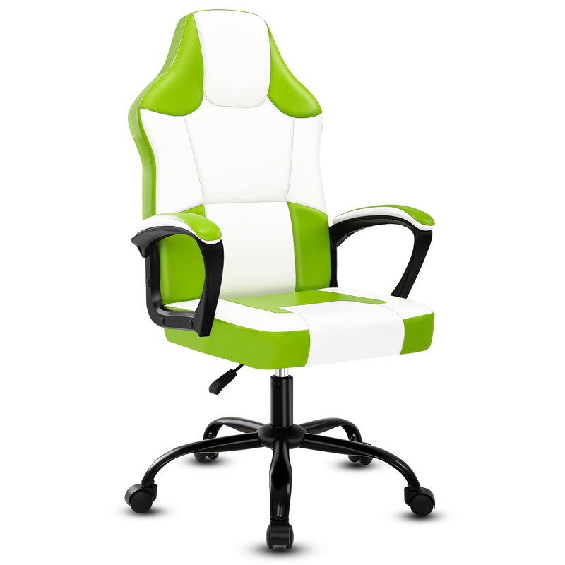 Gaming-Stuhl mit ergonomischem Design, hochelastischem Schwamm, PU-Leder, leisen Rädern, verstellbar, bequem für lange Stunden, für Teenager, Erwachsene,_voghion.com