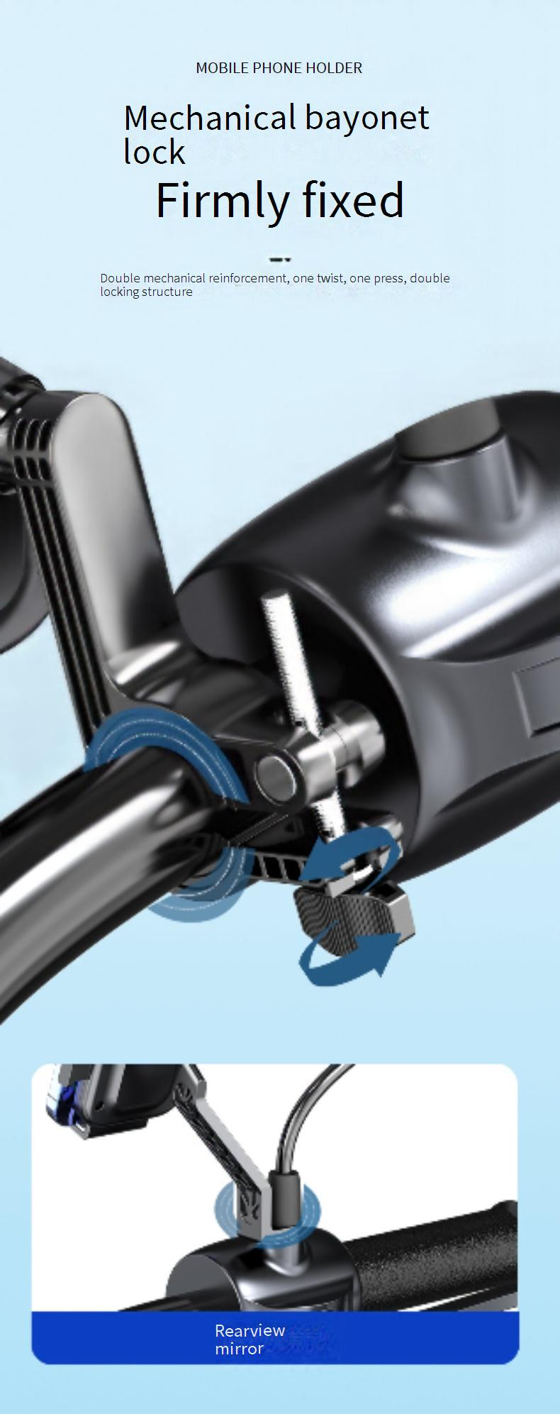 Universelle Telefonhalterung für Motorrad/Fahrrad – Lenker- und Spiegelklemme, stoßfest, selbstsichernd, kompatibel mit allen Smartphones und E-Bikes_voghion.com