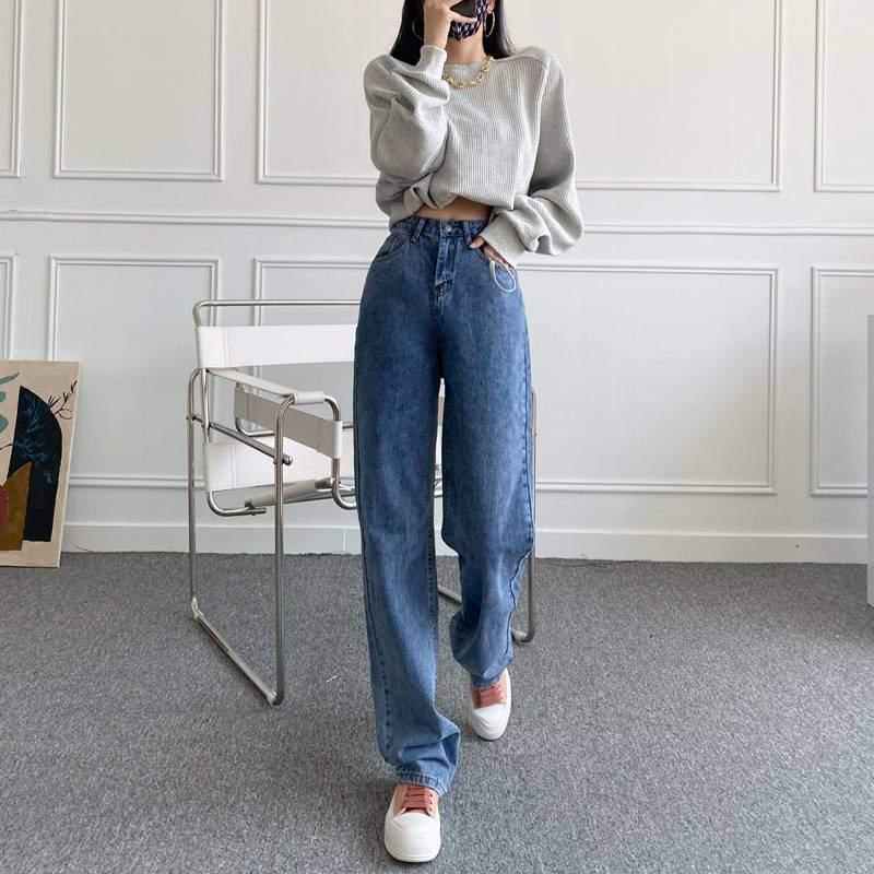 Jeans a zampa extra lunghi per donne alte - Pantaloni a gamba larga a vita alta con elastico, pantaloni in denim taglie forti_voghion.com