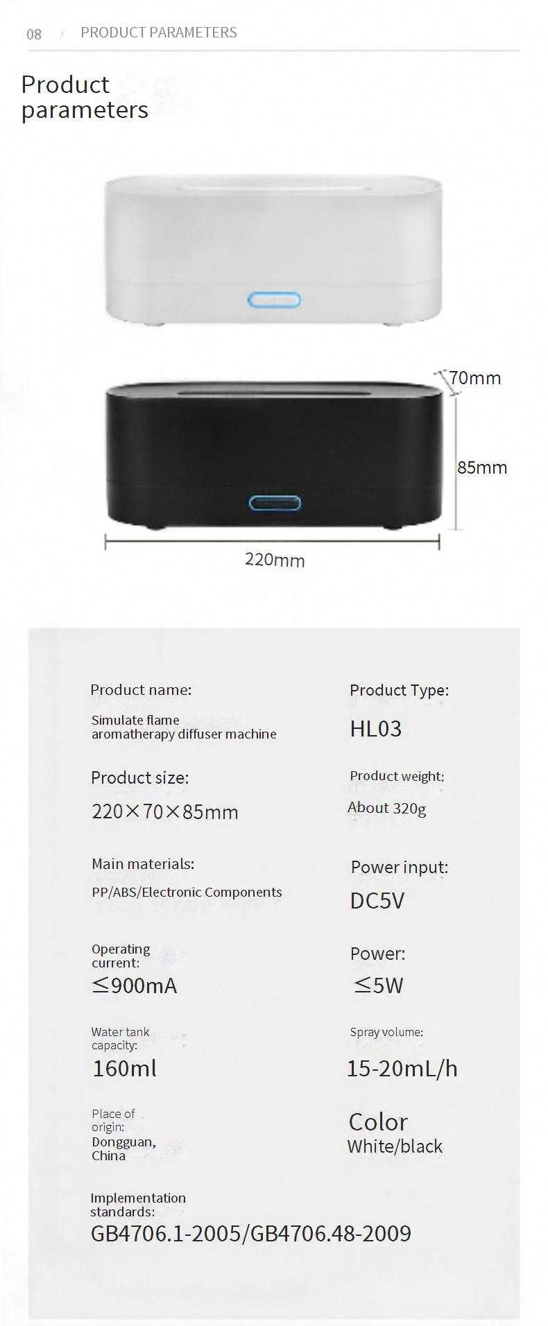 7-Color LED Flame Aroma Diffuser & Humidifier With USB, Quiet Operation, Auto Shut-Off, 8H Timer For Home, Office, Spa_voghion.com