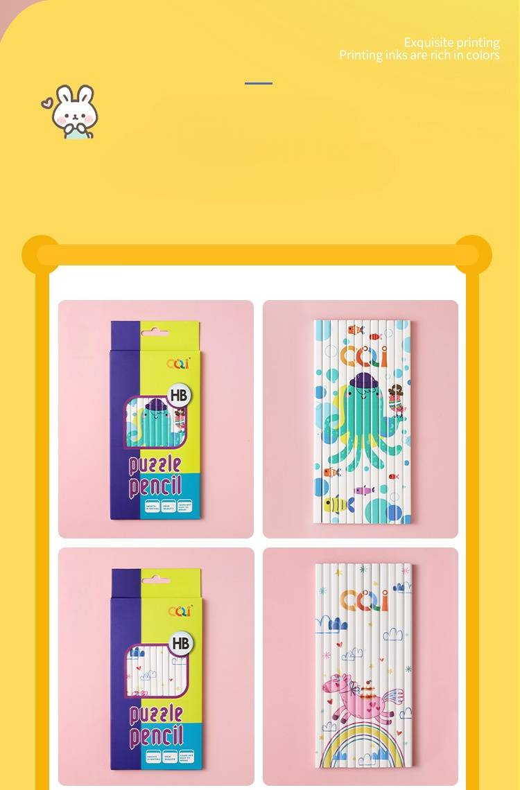 Kreative Cartoon-Quadrat-Puzzle-Bleistifte, DIY-Spaß-Lernwerkzeug für die frühe Gehirnentwicklung von Kindern, HB-Schreibstifte_voghion.com
