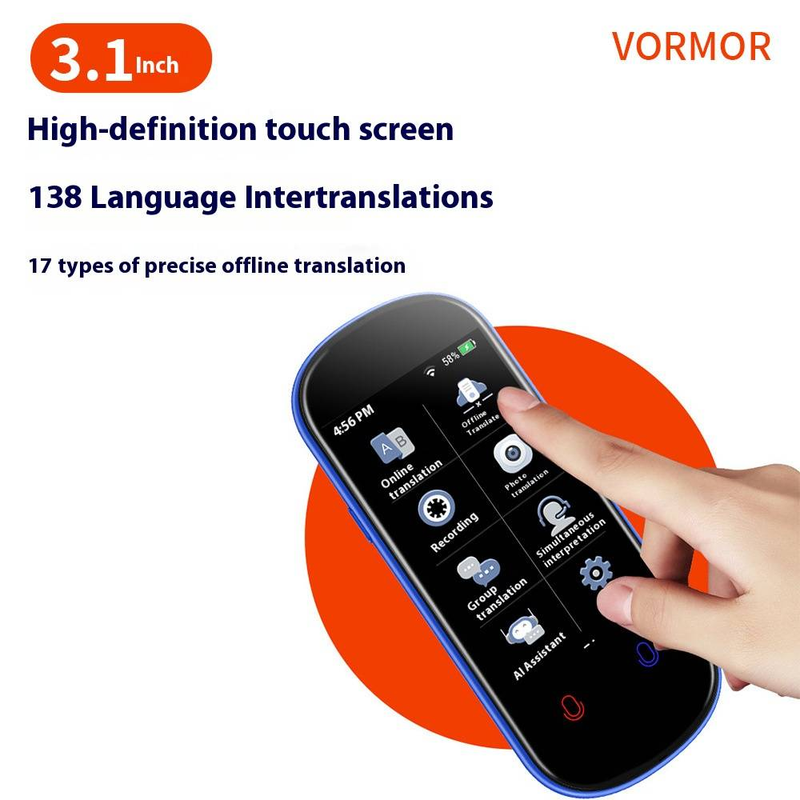 Smart Voice Translator Device - 138 Languages Offline Translation, Instant Voice Recorder, Portable Travel Interpreter_voghion.com