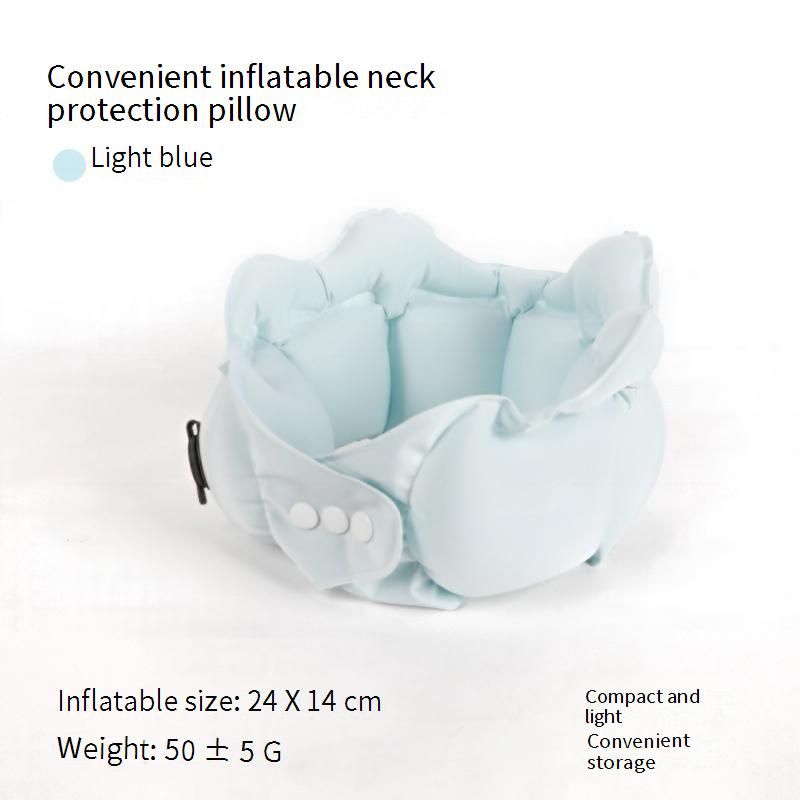 Inflatable Travel Neck Pillow - 360° Support, Portable U-Shaped Air Pillow For Airplane, Car & Office, Breathable Ice Silk Cover_voghion.com