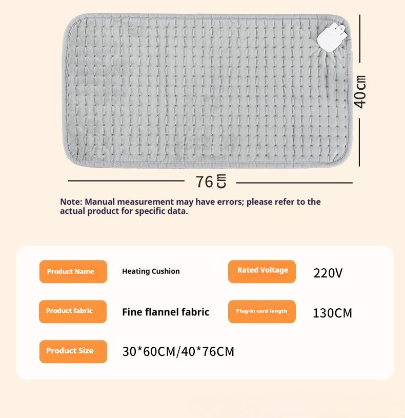 Slimme elektrische verwarmingsmat – 6-temperatuur- en 4-timerverstelbare, ultrazachte kristallen fleece deken (30x40cm/30x60cm/40x76cm/43x84cm/50x100cm)_voghion.com