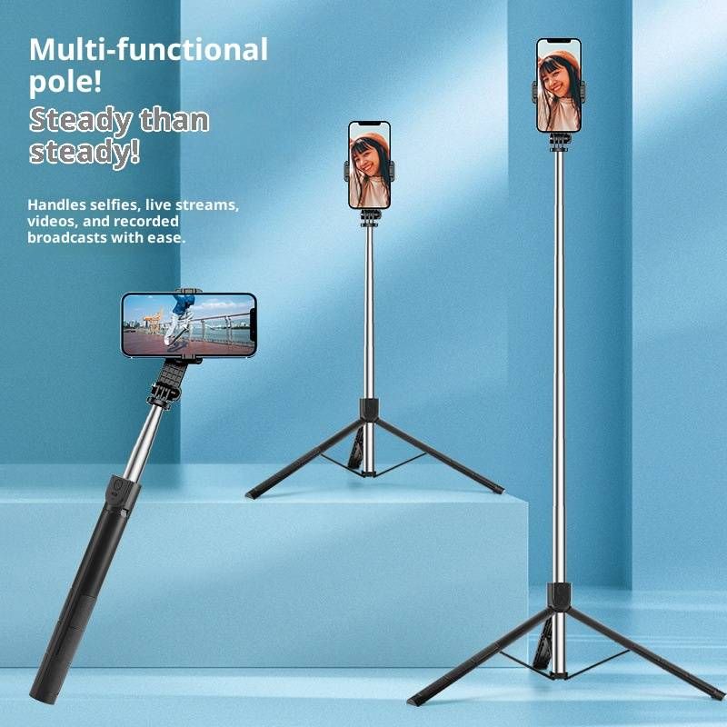 1.7M Selfie Stick Tripod With Bluetooth Remote & LED Lights - Foldable Alloy Stand For IPhone/Android, TikTok & Live Streaming_voghion.com
