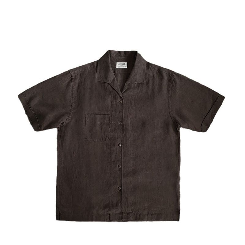 Unbeatable Quality New Summer American Linen Short Sleeved Fashionable And Versatile, Cuban Collar Casual Solid Color Shirt For Men, Trendy_voghion.com