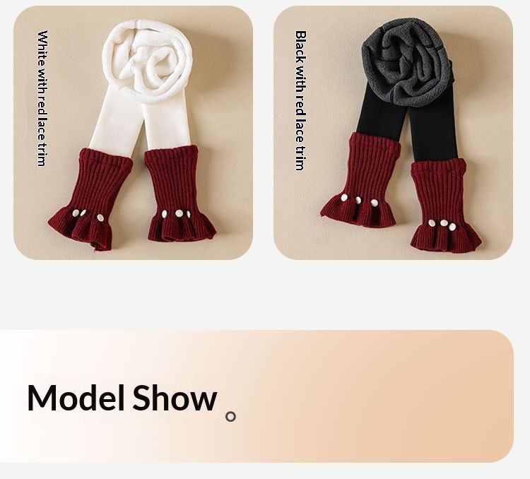 Voyage Fleece-Lined Thickened Leggings Autumn Winter Children's Patchwork Socks Dance Tights Baby Girls' Warm Pants_voghion.com