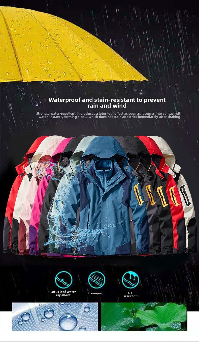 Giacca da uomo 3 in 1, staccabile, in due pezzi, foderata in pile, impermeabile e antivento, da donna, per escursioni all'aperto_voghion.com