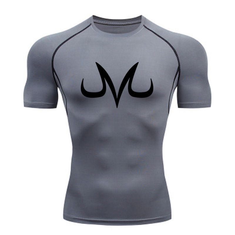 Erkek fitness, koşu, dar kesim yuvarlak yakalı tişört, sıkıştırılmış hızlı kuruyan üst, açık hava_voghion.com