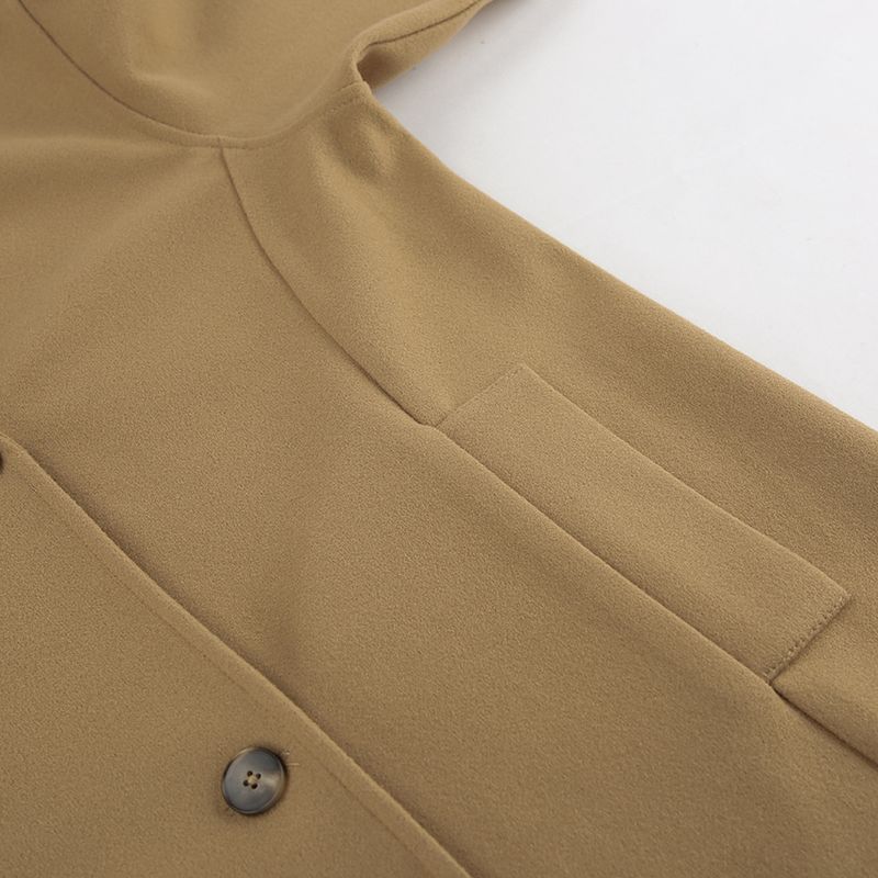2025 Herbst-Winter-Wollmantel, mittellang, locker, verdickt, braun, zweireihig, Wolljacke, Pendler-Damenbekleidung_voghion.com