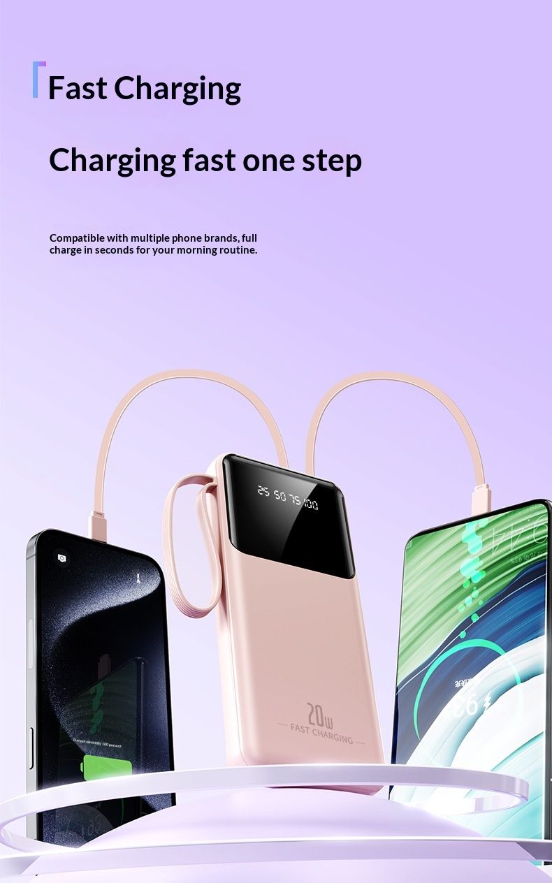 3C Certified Built-in Cable Large Capacity Bank 20000mAh Portable Fast Charging Mobile Power Supply Custom_voghion.com