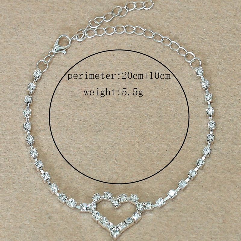 Cavigliera a forma di cuore per feste in spiaggia, stile semplice e alla moda, con strass lucidi, per piedi nudi_voghion.com