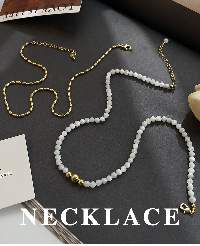 Nuova collana coreana di perline di fagioli d'oro dal design di nicchia coreana per donna, collana a catena di clavicola di fascia alta, semplice, versatile_voghion.com