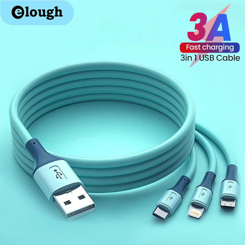 Cabo USB Elough 3 em 1 3A cabo de carregamento rápido tipo C mini cabo de carregamento de telefone móvel de 8 pinos adequado para iPhone 13, 12_voghion.com