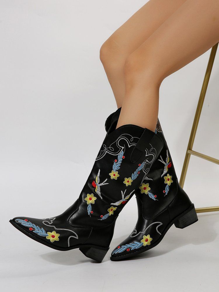 Übergröße Overknee Stiefel Kinder Mode Stickerei Römerstiefel_voghion.com