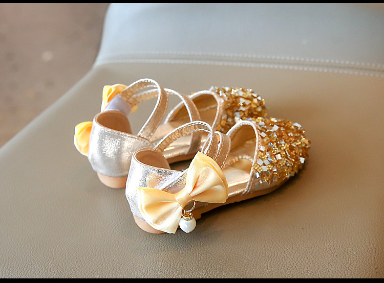 Chaussures de princesse simples à paillettes pour filles, édition coréenne, nouvelle collection printemps/été 2024_voghion.com