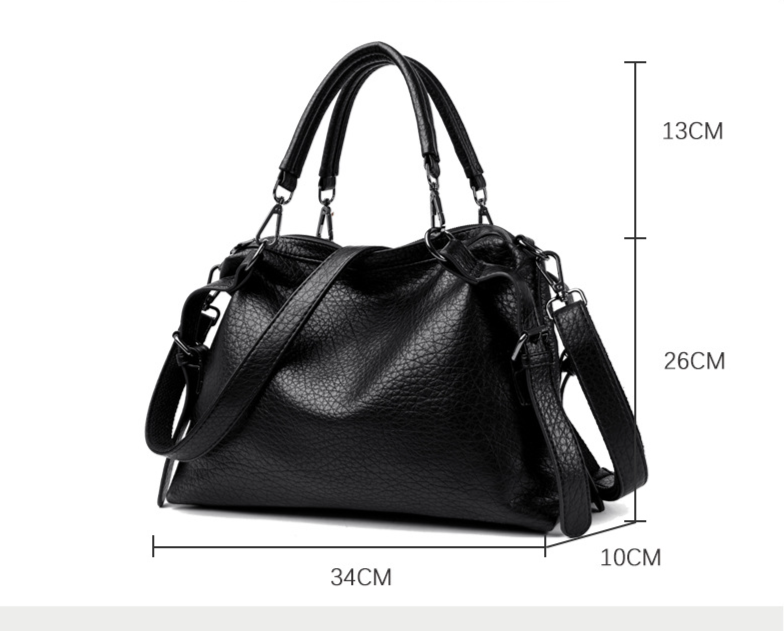 Women's bag Women's bag textured soft leather large capacity commuter tote bag versatile simple handbag_voghion.com