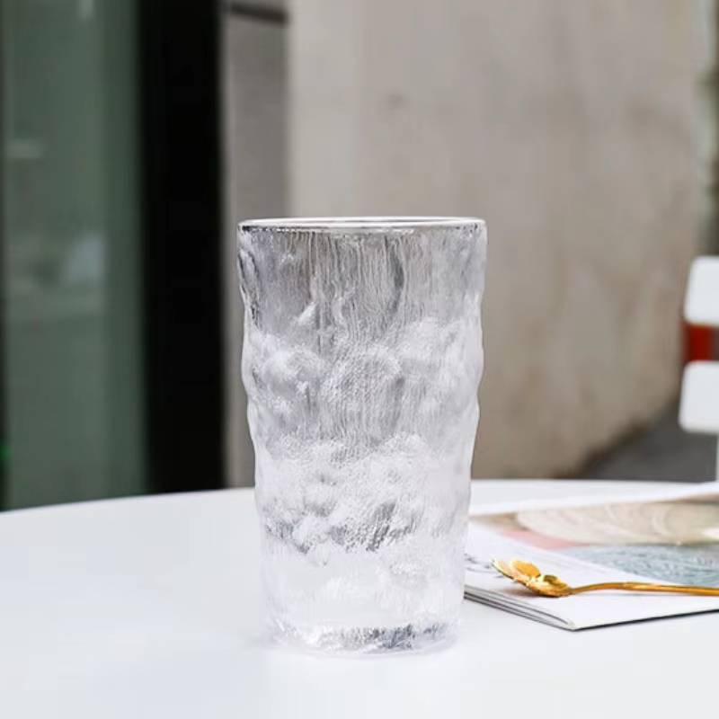 Botella de vidrio para beber de 280 ml/330 ml, vaso de agua de vidrio glaciar simple, vaso de whisky de roca, vaso de vino tinto, vaso de café, vaso con patrón de corteza, vaso de cerveza_voghion.com
