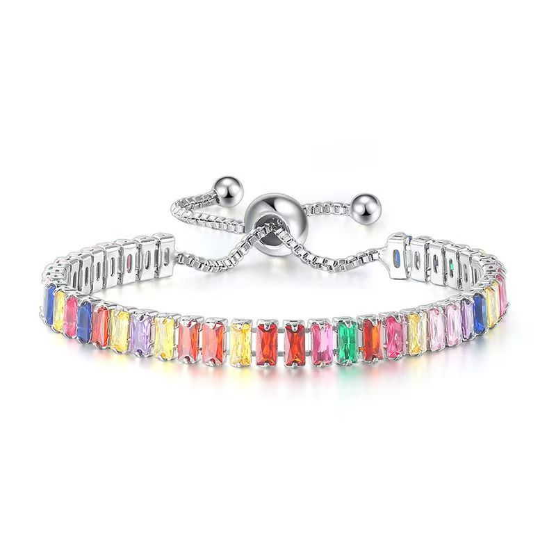 Hazy moon explosif coloré Zircon Bracelet femme plein de diamants chaîne de tennis en cristal réglable_voghion.com
