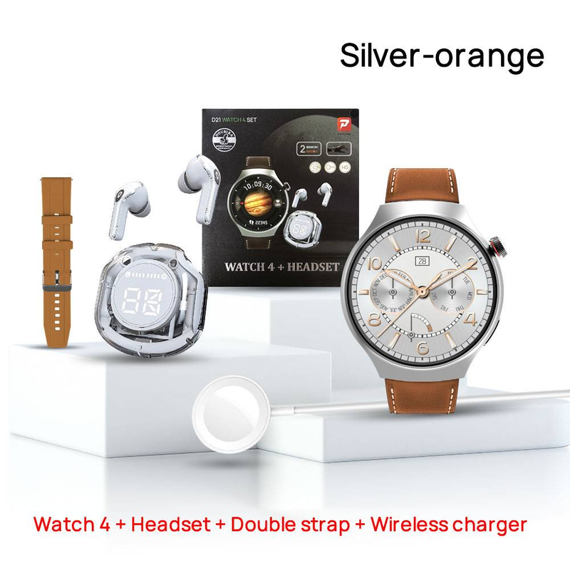 D21 Watch4 Smart Watch With Bluetooth Calling, Dual Strap & Earphone Bundle - Stylish Fitness Tracker For Men And Women_voghion.com