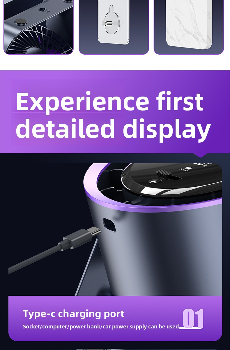 Ventilateur de bureau, chargement USB, affichage numérique, silencieux, pour bureau, dortoir, vent fort, petit format_voghion.com