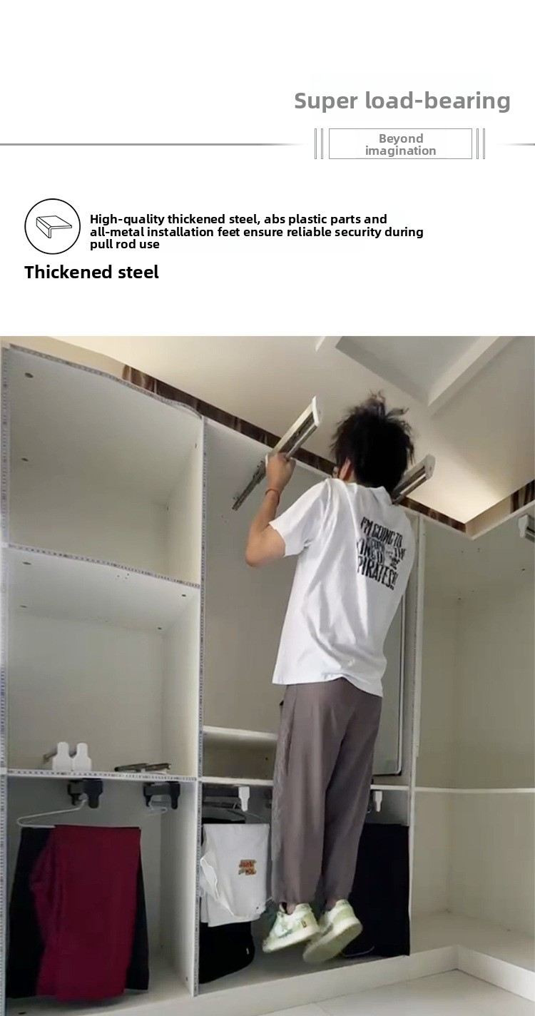 Gruccia per pantaloni in acciaio inossidabile di terza generazione da 50 cm con montaggio superiore - Sistema di binari estensibili e estraibili per l'organizzazione del guardaroba_voghion.com