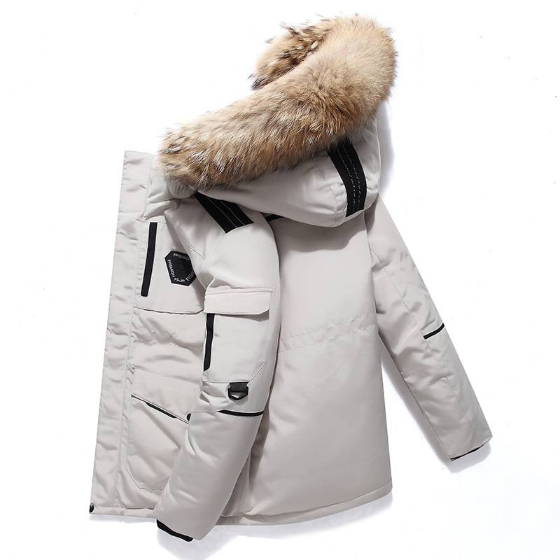 Unisex Faux Fur Trim Parka – Workwear Jacket With Detachable Hood & 300FP Duck Down (S-3XL, Windproof, Black/Beige/Burgundy)_voghion.com