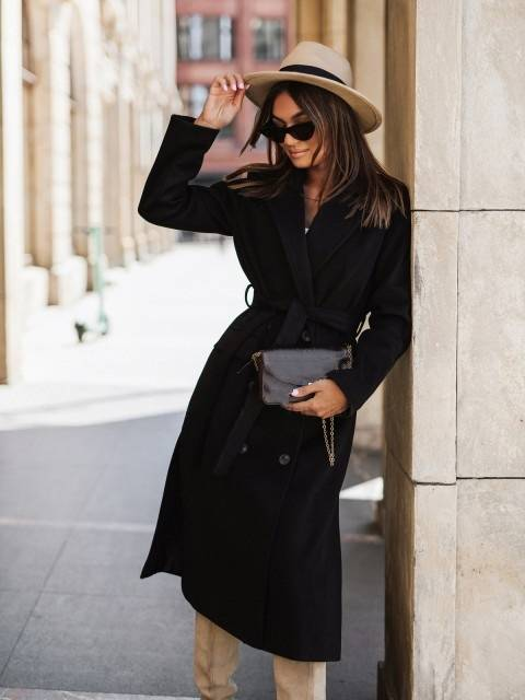 Elegant Double-Breasted Wool-Like Trench Coat – Belted Long Sleeve Blazer Coat For Women (S-XXL, 5 Classic Colors, Office To Evening Wear)_voghion.com
