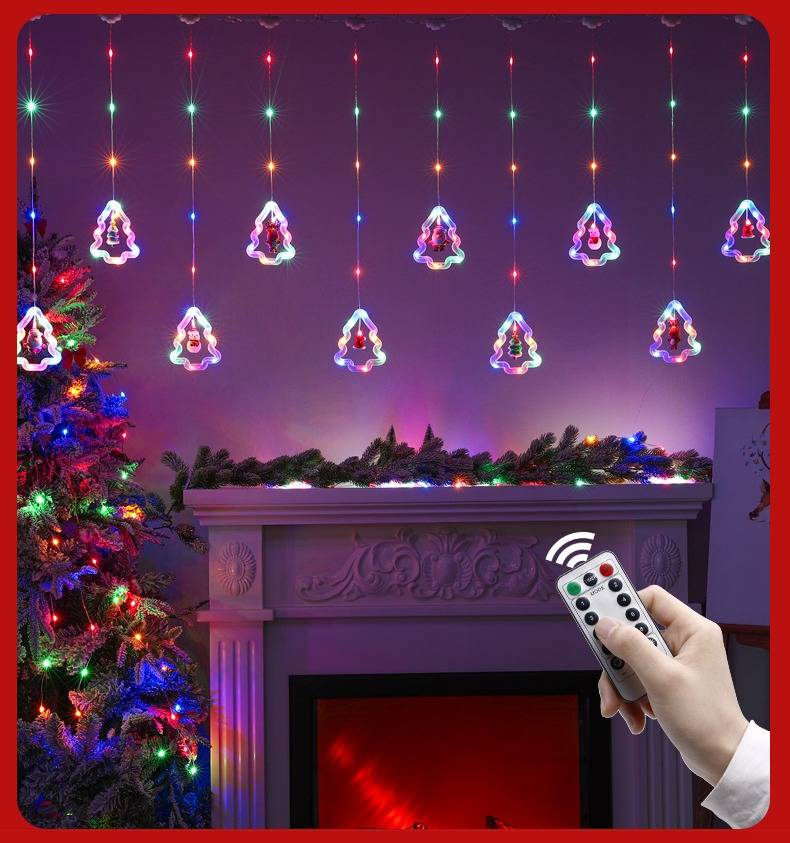 Guirnalda de luces navideñas de 120 LED con control remoto, alimentada por USB, para decorar copos de nieve y árboles en interiores._voghion.com