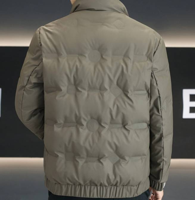 Herrenbekleidung Leichte Daunenjacke für Herren mit Stehkragen – Wasserdichter, winddichter Wintermantel für Business Casual (Schwarz, Khakigrün)_voghion.com