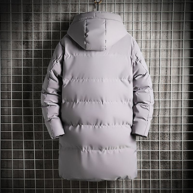 Übergroßer Wintermantel mit Kapuze für Herren mit dicker Polyesterfaserfüllung, langer Freizeitparka für kaltes Wetter (Grau/Schwarz/Grün)_voghion.com