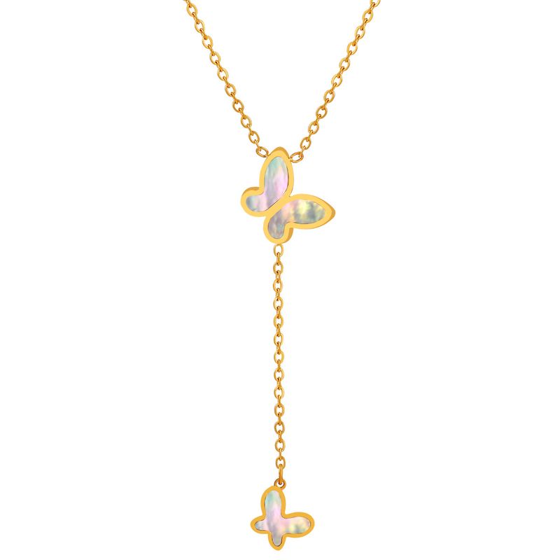 Collana a forma di farfalla in oro per donna, collana lunga e delicata, placcata in oro 18k/argento, con ciondolo a forma di Y, collane a catena con perline a strati alla moda_voghion.com
