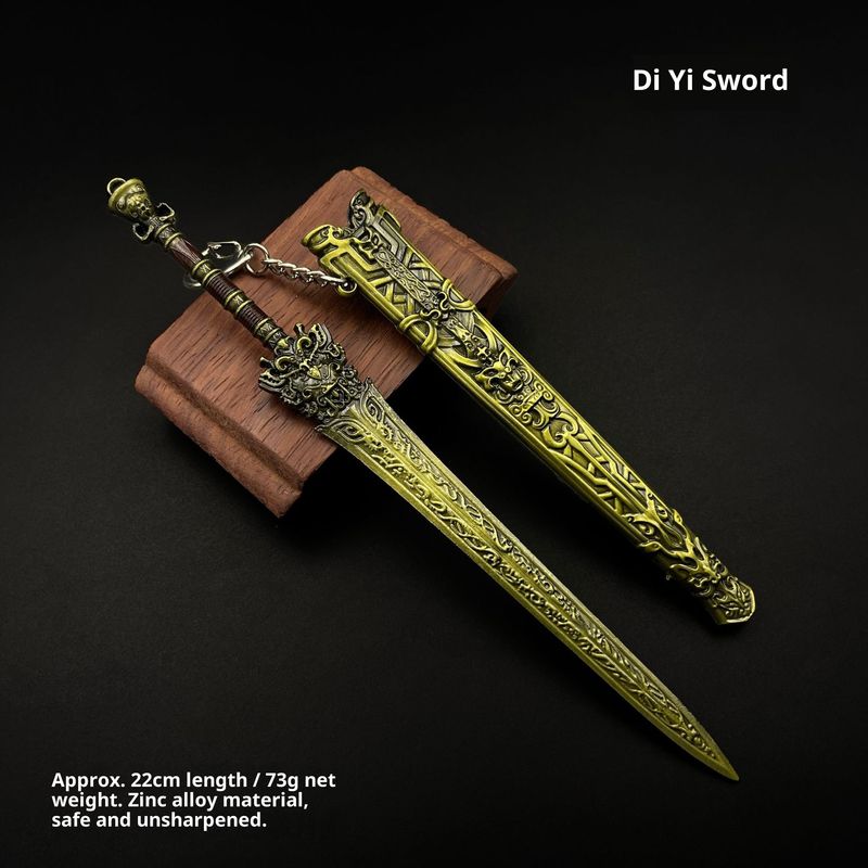 Legend of Deification Miniature King Zhou Yin Shou Sword - Portachiavi in lega da 9 cm, giocattolo da collezione in metallo_voghion.com