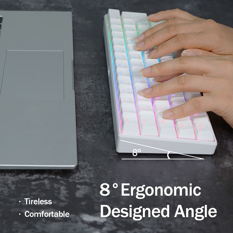Farfi RK61 asztali érzékeny, alacsony késleltetésű, ergonomikus vezetékes Bluetooth-kompatibilis játékbillentyűzet irodai használatra_voghion.com