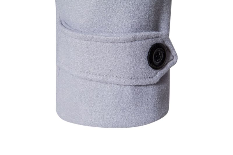 Men's Slim Fit Long Trench Coat - Double Breasted Wool Blend Overcoat For Autumn & Winter (Khaki/Black/Dark Gray/Light Gray)_voghion.com