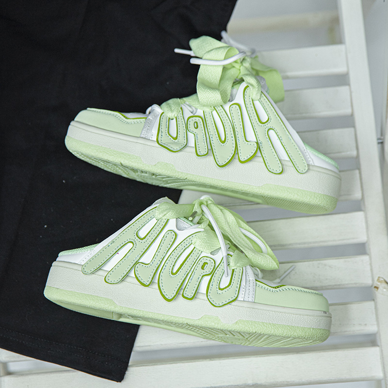 Ins Dopamine Bunny White Closed-Toe Bread Summer New Thick-Soled Half Slippers For Women_voghion.com