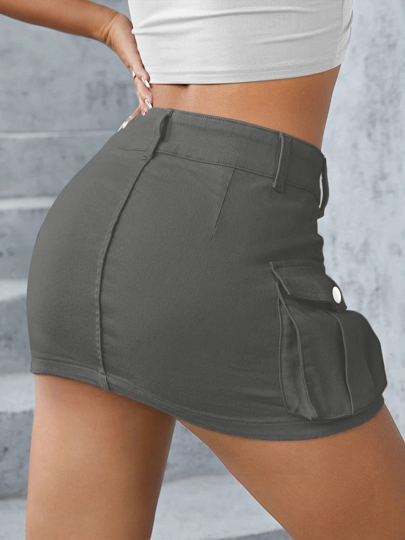 Damenbekleidung Herbst New Ins Style Street Solid Color Niedrige Taille Schlanke Hüfte Bedeckender Rock für Frauen_voghion.com