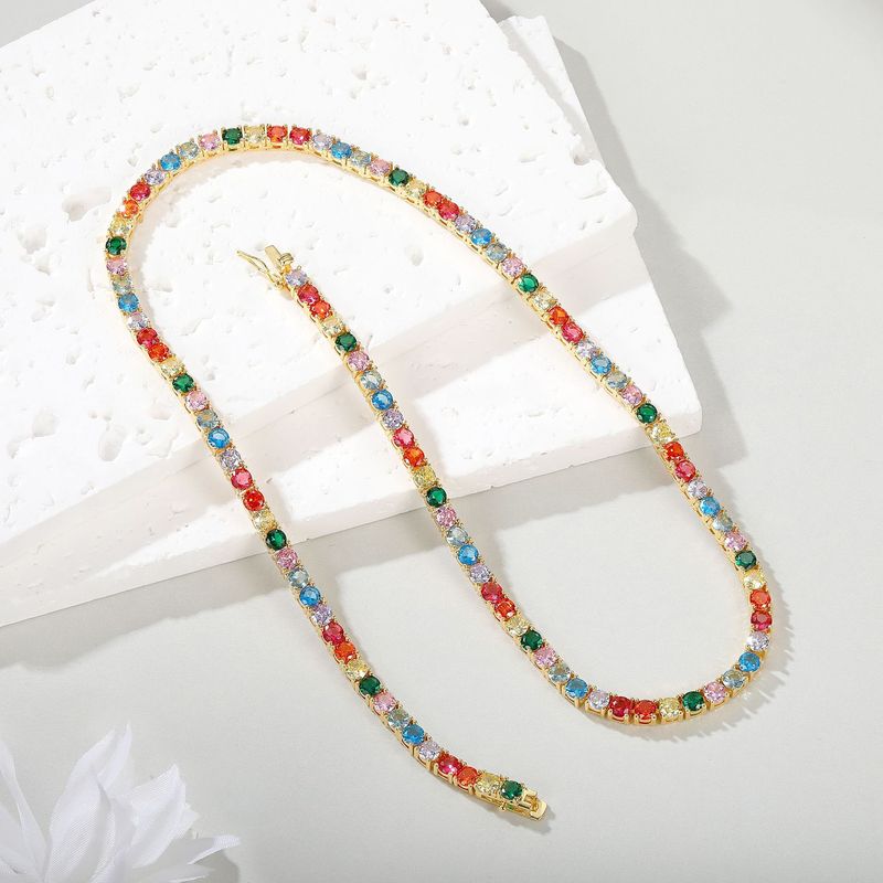 Collier tennis pour femme avec zircone cubique de 3 à 5 mm, élégante chaîne en laiton plaqué or, tendance au quotidien_voghion.com