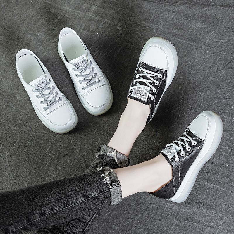 Scarpe basse da donna con punta tonda e suola morbida in pelle bovina, con strato di aumento dell'altezza, primavera estate autunno 2025, Veatile_voghion.com