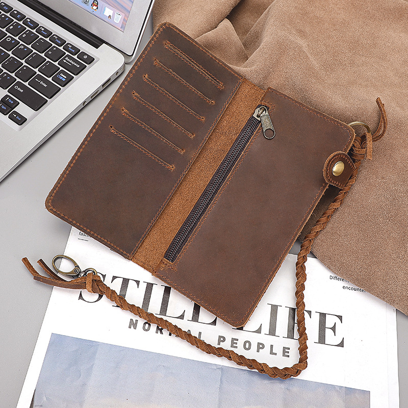 Jiameda Borsa a portafoglio lunga in pelle multi-card da uomo con strato superiore in pelle bovina di vendita calda_voghion.com