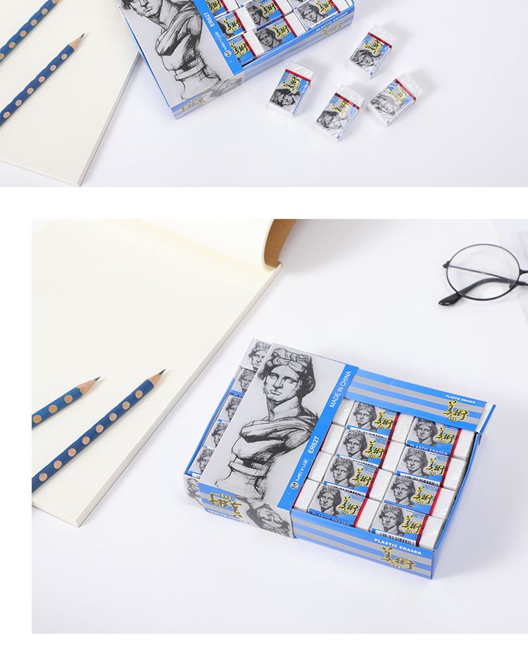 Gomme professionnelle pour artistes – Gomme blanche en PVC souple pour croquis, examens et bureau, sans bavures et douce pour le papier (petite ER627 / grande taille King Size)_voghion.com